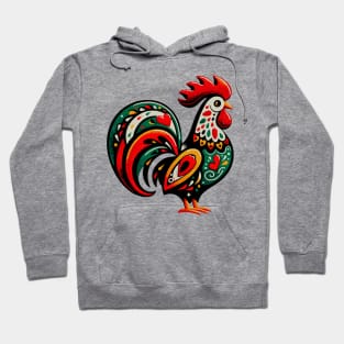 Colorful Galo de Barcelos Folk Art Rooster Portuguese Pride Hoodie